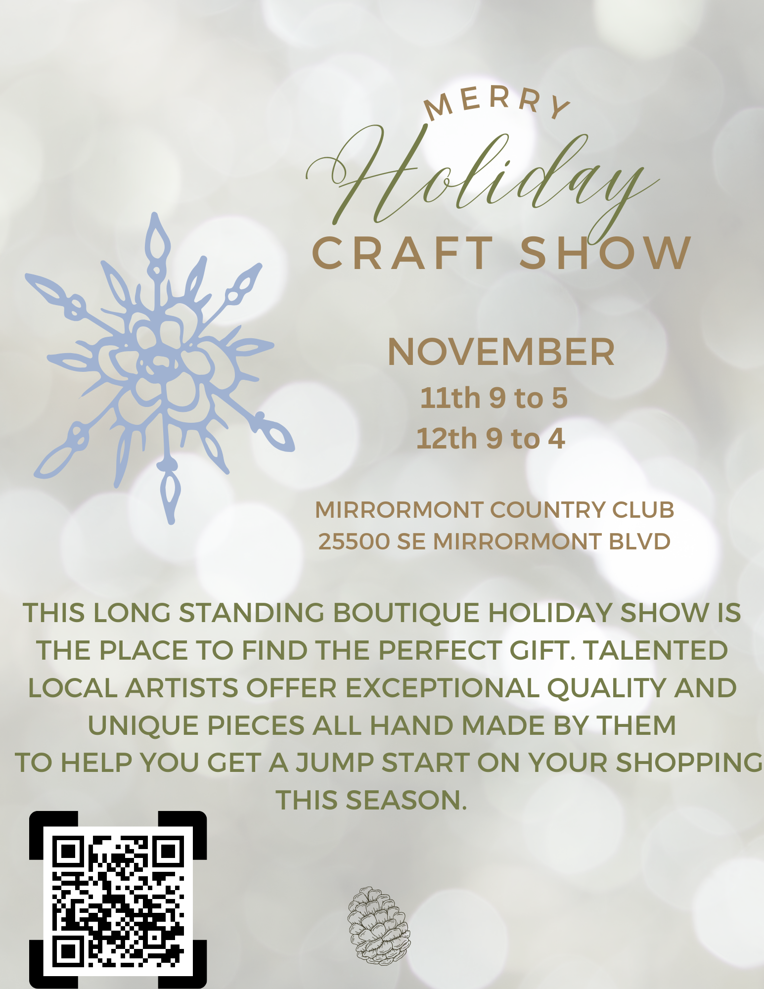 Mirrormont Country Club craft show 2023 flyer
